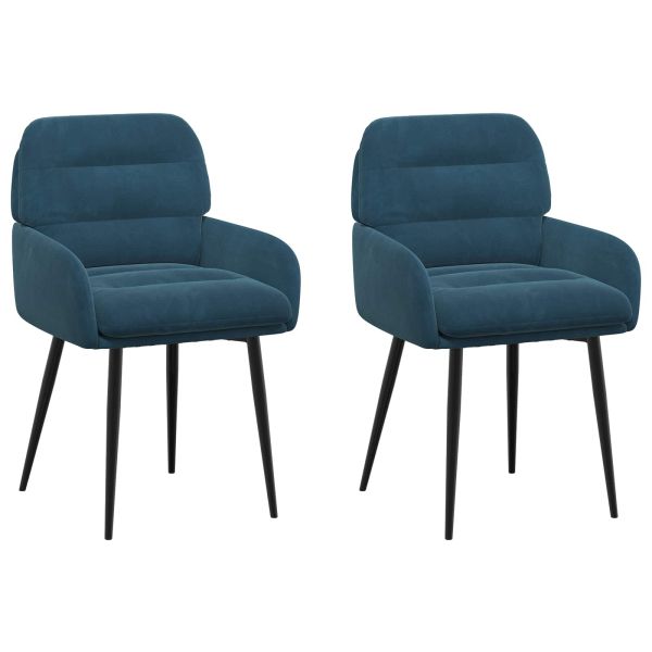Обедени столове 2 pcs Кадифе Синьо 59 x 59,5 x 90 см