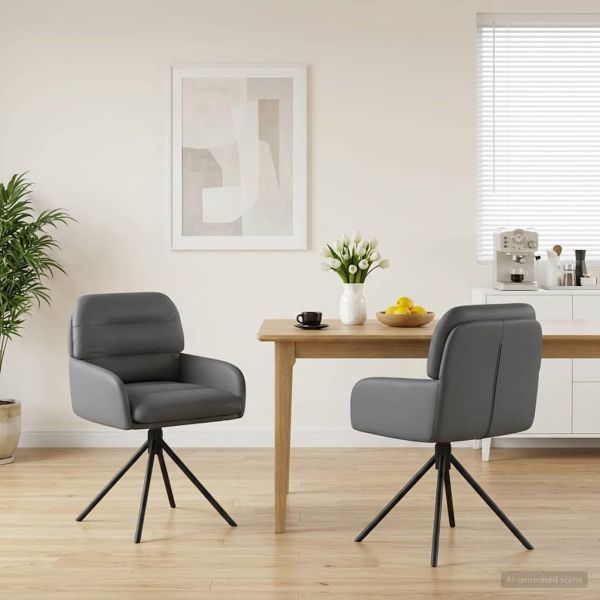 Въртящи се трапезни столове 2 pcs Изкуствена Сиво