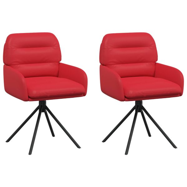 Въртящи се трапезни столове 2 pcs Изкуствена Червено