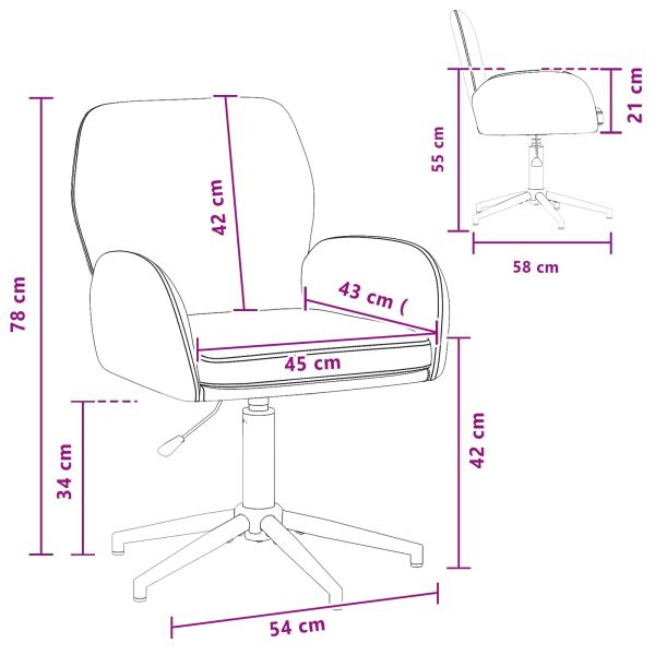 Завъртащ се офис стол 54 x 58 x 90 см Тъмносиво Текстил