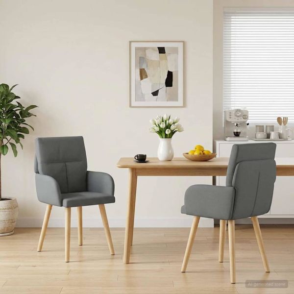 Обедени столове 2 pcs Текстил Тъмносиво 60 x 56 x 96 см