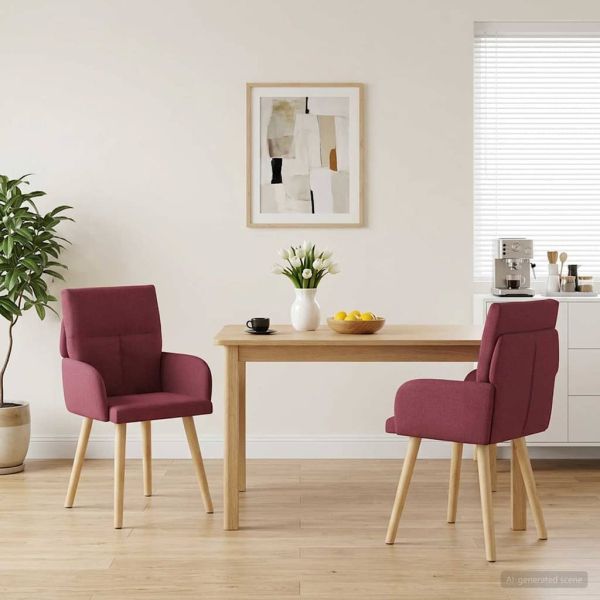 Обедени столове 2 pcs Текстил Виненочервен 60 x 56 x 96 см