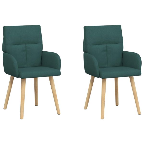 Обедени столове 2 pcs Текстил Тъмнозелено 60 x 56 x 96 см