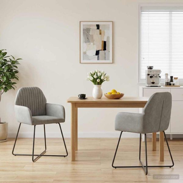 Обедени столове 2 pcs Кадифе Светлосиво 55 x 50 x 84 см