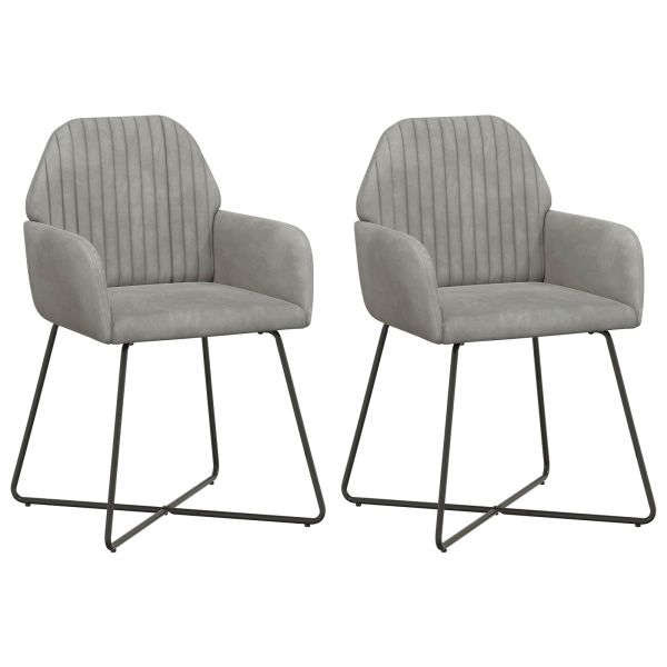 Обедени столове 2 pcs Кадифе Светлосиво 55 x 50 x 84 см