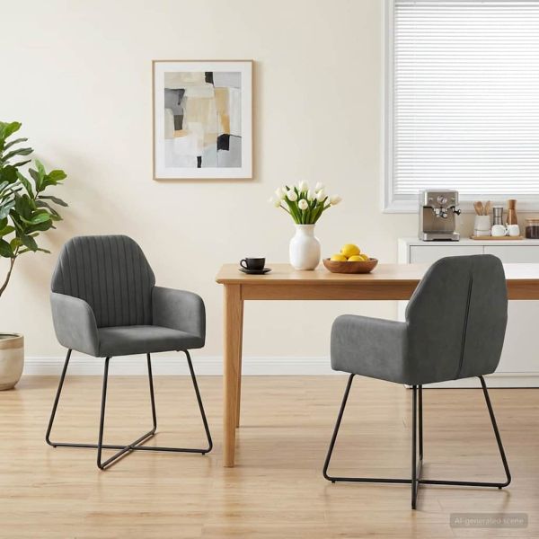 Обедени столове 2 pcs Кадифе Тъмносиво 55 x 50 x 84 см