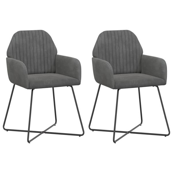 Обедени столове 2 pcs Кадифе Тъмносиво 55 x 50 x 84 см