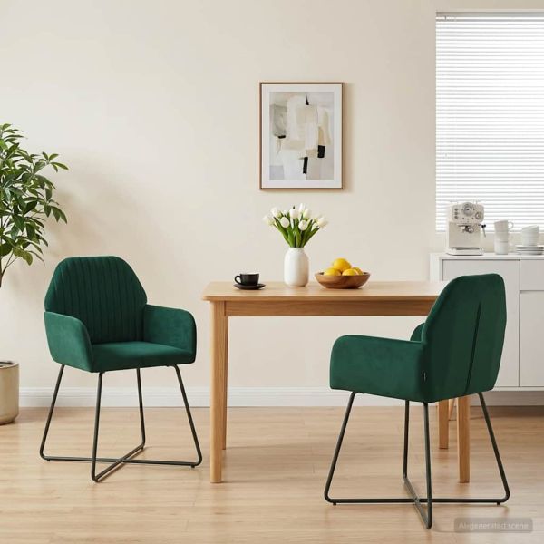 Обедени столове 2 pcs Кадифе Тъмнозелено 55 x 50 x 84 см