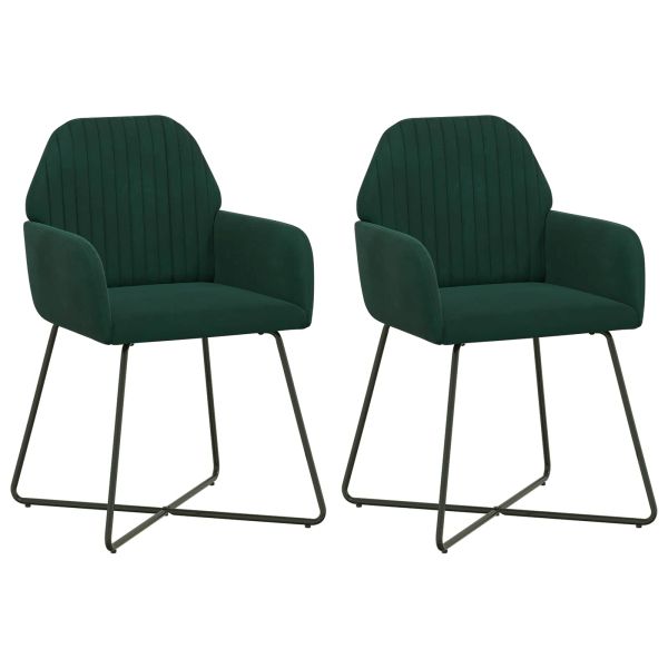Обедени столове 2 pcs Кадифе Тъмнозелено 55 x 50 x 84 см
