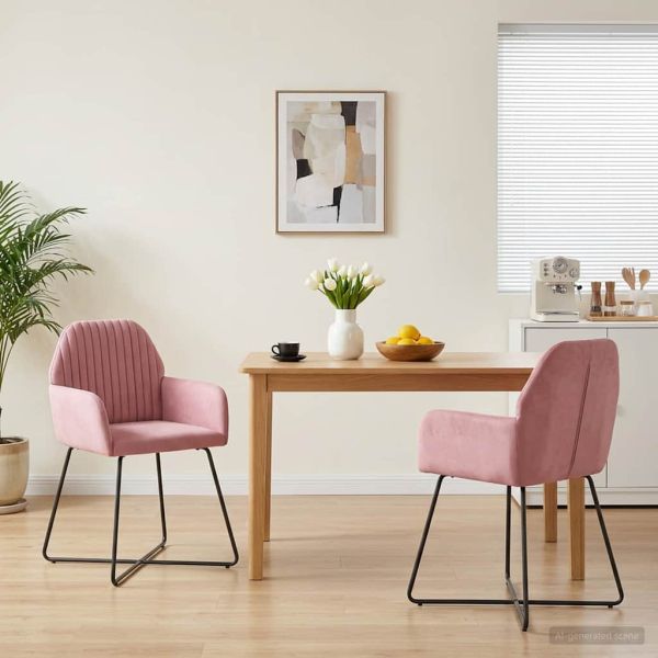 Обедени столове 2 pcs Кадифе Розово 55 x 50 x 84 см