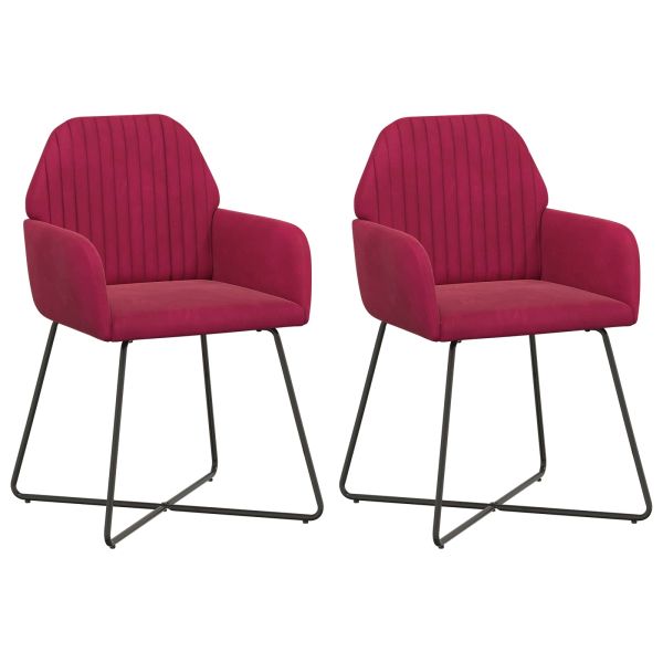 Обедени столове 2 pcs Кадифе Виненочервен 55 x 50 x 84 см