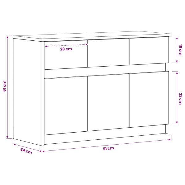 ТВ шкаф 91 x 34 x 61 см Черен дъб Инженерна дървесина