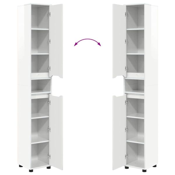 Шкаф за баня Лъскаво бяло 30,5 x 30 x 195 см