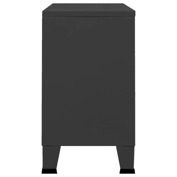 Индустриален бюфет черен 105x35x62 см метал и стъкло