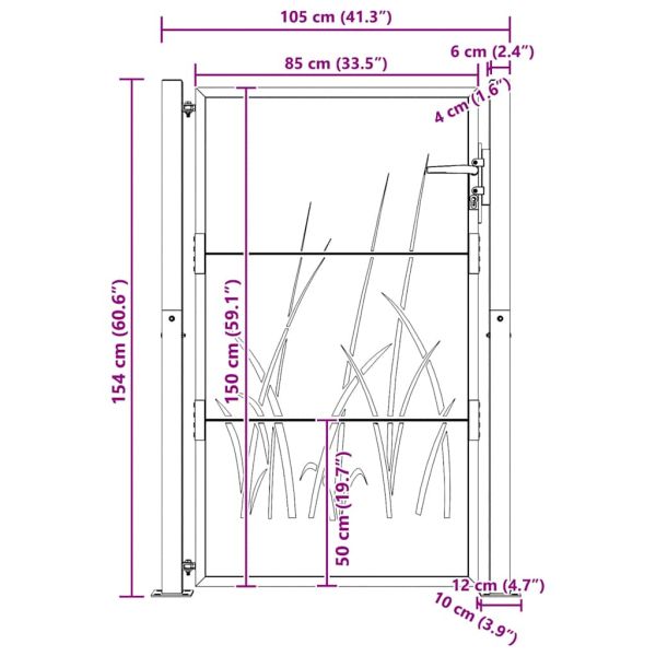Градинска порта 100x150 см, дизайн с кортен стомана и трева