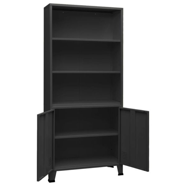Индустриална етажерка за книги, антрацит, 80x32x180 см, стомана