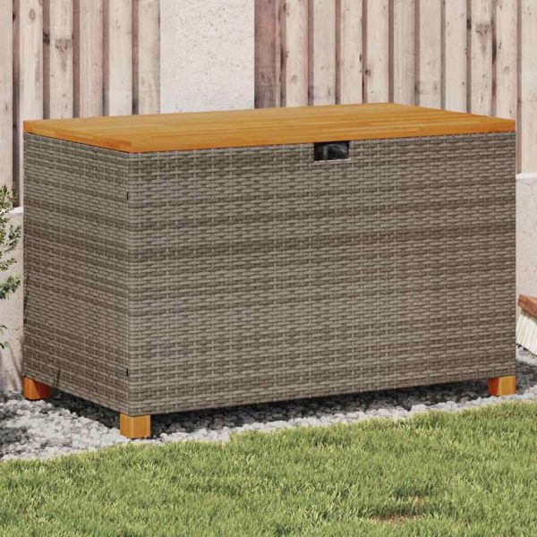 Градинска кутия за съхранение сив 110x55x63 см PE ратан акация