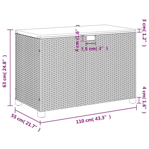 Градинска кутия за съхранение сив 110x55x63 см PE ратан акация