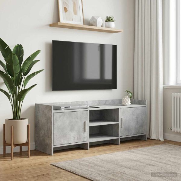 ТВ шкаф 130 x 33 x 47 см Бетонно сиво Инженерна дървесина