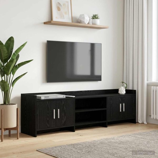 ТВ шкаф 168 x 33 x 47 см Черен дъб Инженерна дървесина