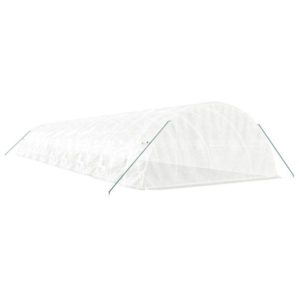 Оранжерия със стоманена рамка бяла 90 м² 18x5x2,3 м