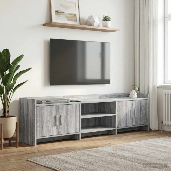 ТВ шкаф 168 x 33 x 47 см Сив Сонома Инженерна дървесина