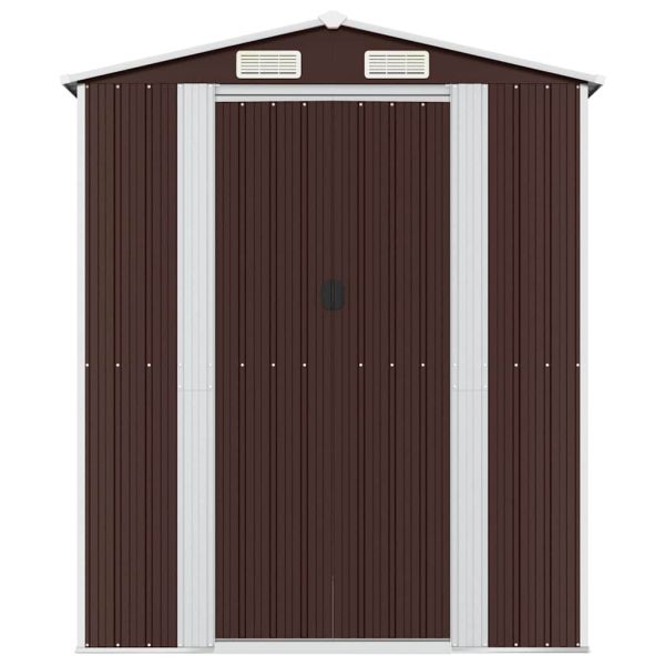 Градински навес тъмнокафяв 192x440x223 см поцинкована стомана