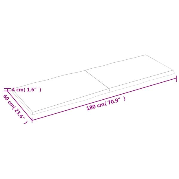 Плот за маса светлокафяв 180x60x(2-4) см обработен масивен дъб