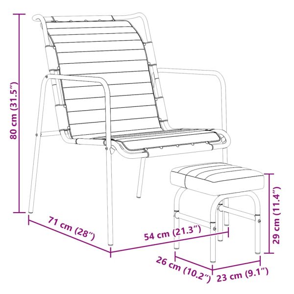Фотьойл за релакс с поставка за крака, кафяв, естествена кожа
