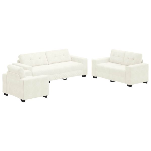 Комплект дивани 3 pcs Крем 221 x 80 x 80 см Кадифе