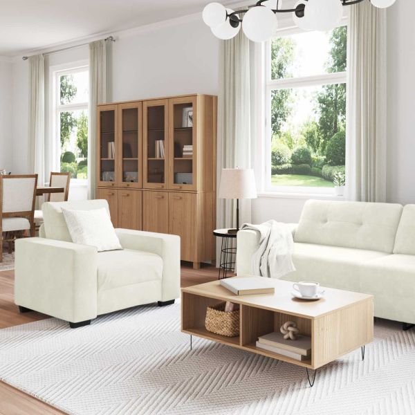 Комплект дивани 3 pcs Крем 221 x 80 x 80 см Кадифе