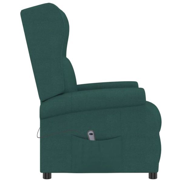 Wingback електрически реклайнер стол, тъмнозелена, текстил