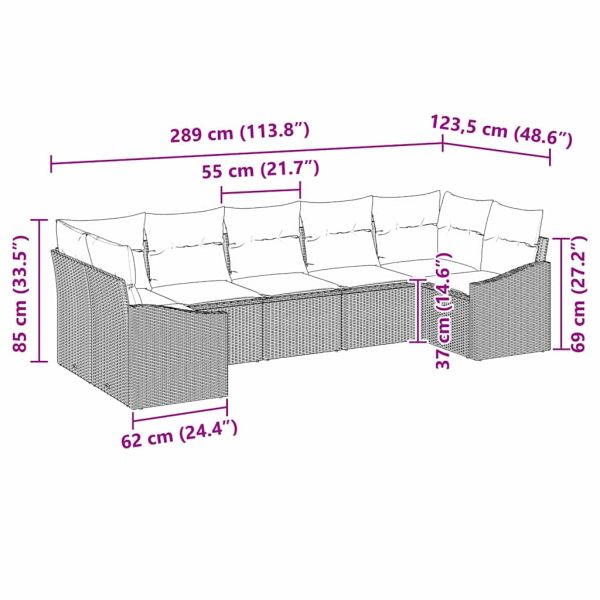 Комплект дивани с възглавница 7 pcs Бежово полиратан