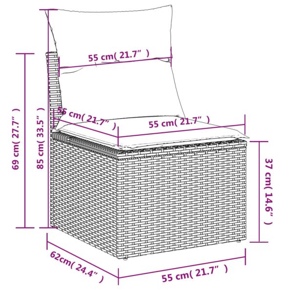 Градински диван с възглавници 14 части бежов микс полиратан