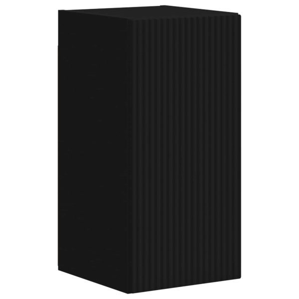 Комплект ТВ шкаф Монтиране на стена 4 pcs Черно Инженерно дърво