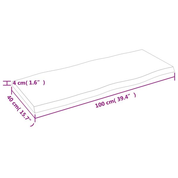 Плот за маса светлокафяв 100x40x(2-4) см обработен масивен дъб