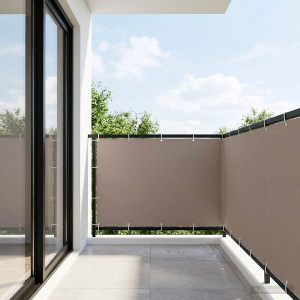 Прозорец за балкон 150 x 1000 cm Тъкан с PU покритие Таупе