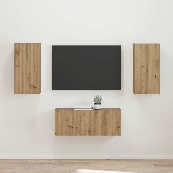 Комплект ТВ шкаф 2 pcs Дъб Инженерно дърво