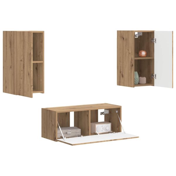 Комплект ТВ шкаф 2 pcs Дъб Инженерно дърво