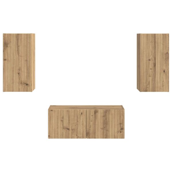 Комплект ТВ шкаф 2 pcs Дъб Инженерно дърво