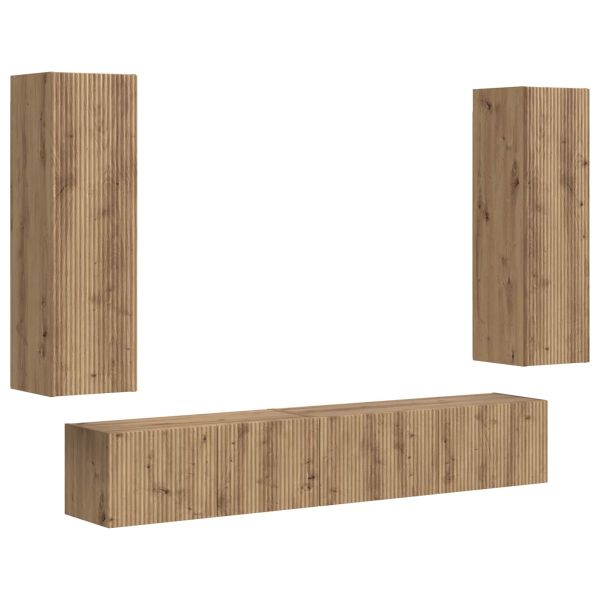 Комплект ТВ шкаф 3 pcs Дъб Инженерно дърво