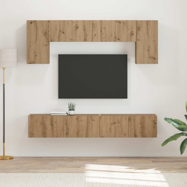 Комплект ТВ шкаф 4 pcs Дъб Инженерно дърво