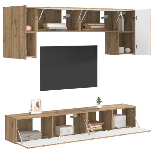 Комплект ТВ шкаф 4 pcs Дъб Инженерно дърво