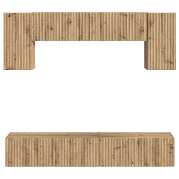 Комплект ТВ шкаф 4 pcs Дъб Инженерно дърво
