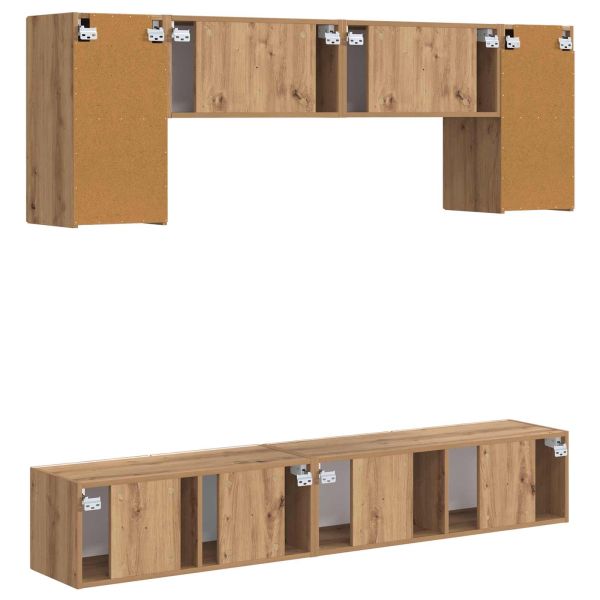 Комплект ТВ шкаф 4 pcs Дъб Инженерно дърво