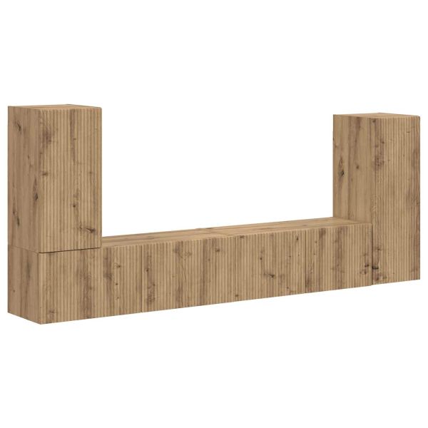 Комплект ТВ шкаф 4 pcs Дъб Инженерно дърво