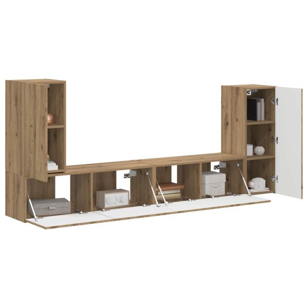 Комплект ТВ шкаф 4 pcs Дъб Инженерно дърво