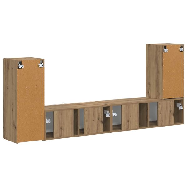 Комплект ТВ шкаф 4 pcs Дъб Инженерно дърво