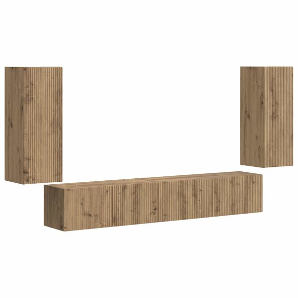 Комплект ТВ шкаф 4 pcs Дъб Инженерно дърво