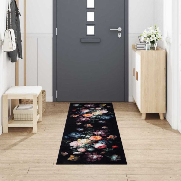Килим за кухня Черно 300 x 60 см Кадифе
